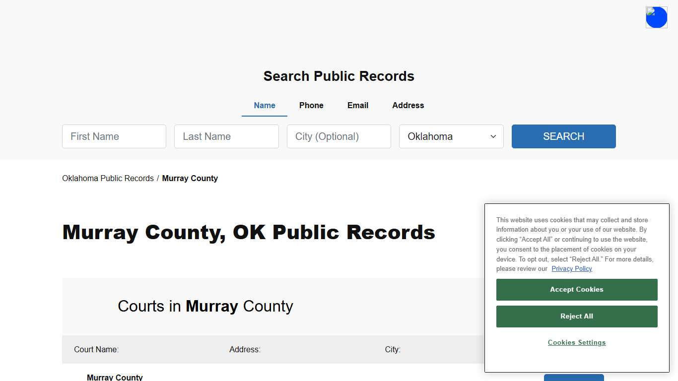 Murray County, OK Public Court, Arrest and Inmate Records - ThePublicIndex